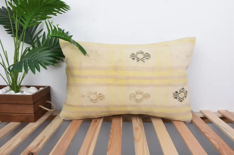 Wholesale Cushion Case, Cushion, Kilim Cushion Sham, 16x24 Beige Cushion, Vintage Kilim Throw Pillow, Turkish Kilim Pillow, Cotton Pillow Case - 1