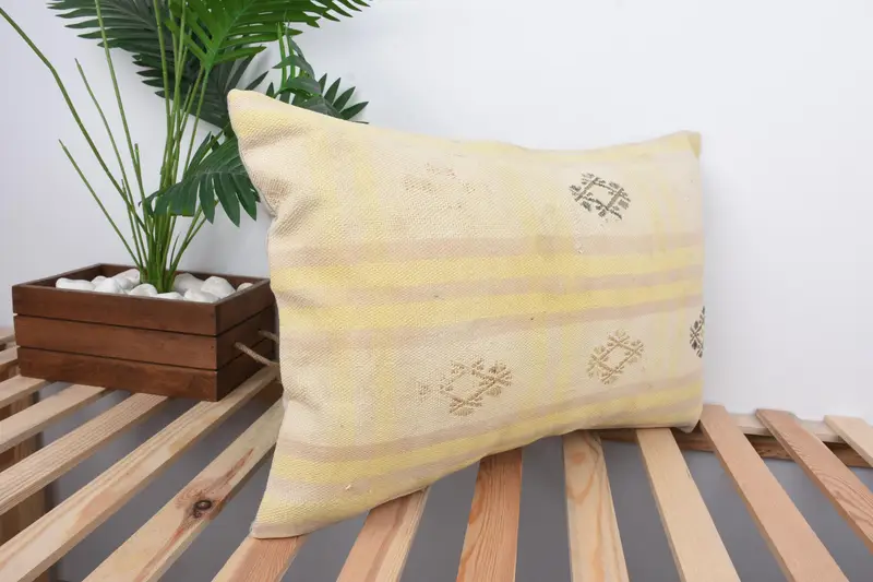 Wholesale Cushion Case, Cushion, Kilim Cushion Sham, 16x24 Beige Cushion, Vintage Kilim Throw Pillow, Turkish Kilim Pillow, Cotton Pillow Case - 4