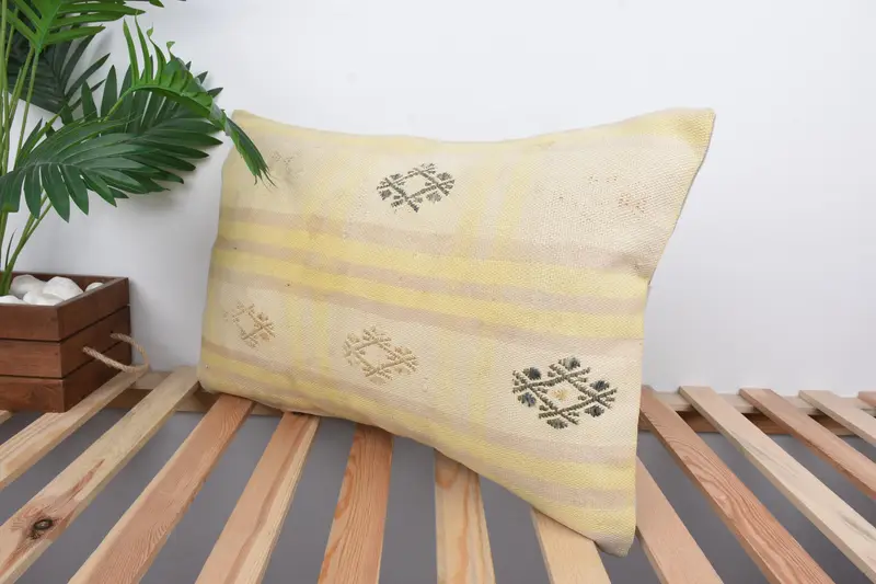 Wholesale Cushion Case, Cushion, Kilim Cushion Sham, 16x24 Beige Cushion, Vintage Kilim Throw Pillow, Turkish Kilim Pillow, Cotton Pillow Case - 5