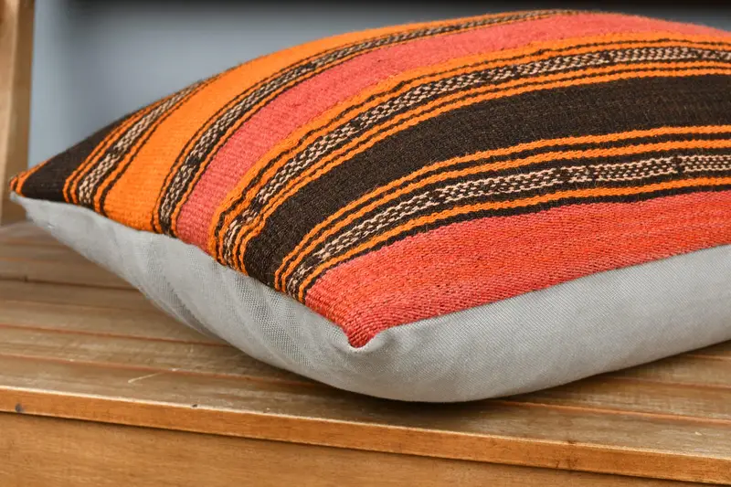 16x24 Orange Pillow Sham, Pillow Cover, Ethnical Kilim Rug Pillow, Armchair Pillow Cover, Home Decor Pillow, Boho Pillow - 4