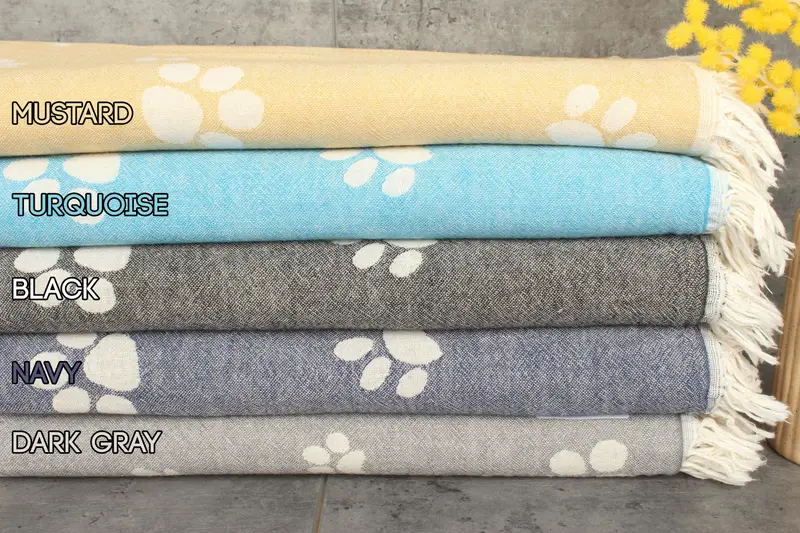 Paw Design Organic Cotton Beach Towel Beige, 36x71 Inches