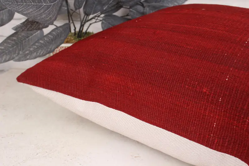 18x18 Red Cushion Case, Antique Pillows, Comfy Throw Cushion Case, Interior Designer Pillow, Ethnical Kilim Rug Pillow, Cushion Case - 7