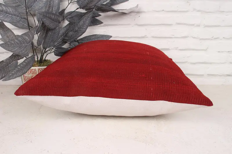 18x18 Red Cushion Case, Antique Pillows, Comfy Throw Cushion Case, Interior Designer Pillow, Ethnical Kilim Rug Pillow, Cushion Case - 5