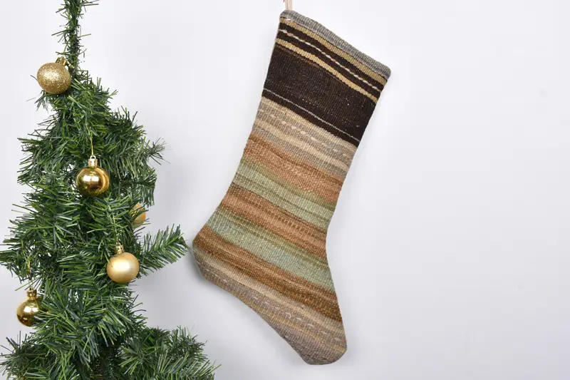 Festive Christmas Ornaments Pattern, 7 Inch Wide Christmas Stocking