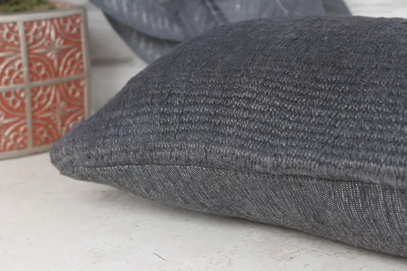 Outdoor Bolster Pillow, Aztec Pillow Case, Cushion, Pillow for Sofa, Kilim Pillow Cover, 8x16 Gray Cushion, Vintage Kilim Throw Pillow - 7