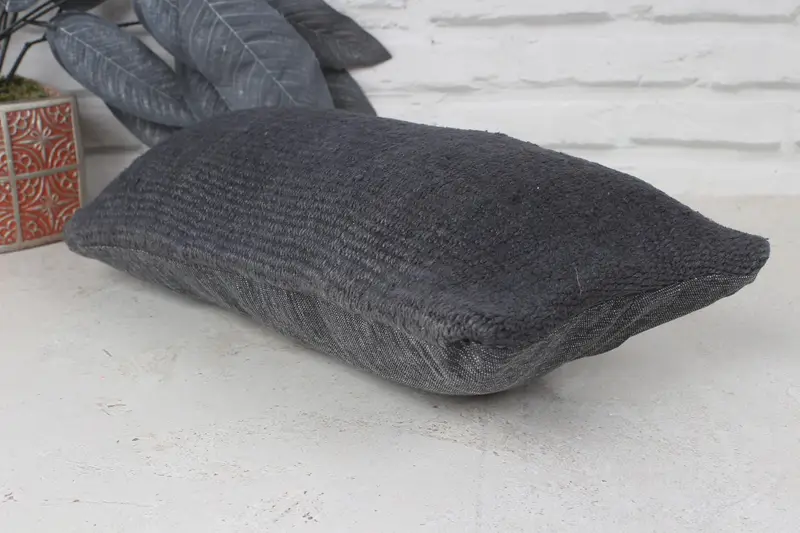 Outdoor Bolster Pillow, Aztec Pillow Case, Cushion, Pillow for Sofa, Kilim Pillow Cover, 8x16 Gray Cushion, Vintage Kilim Throw Pillow - 6