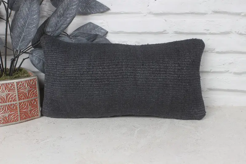 Outdoor Bolster Pillow, Aztec Pillow Case, Cushion, Pillow for Sofa, Kilim Pillow Cover, 8x16 Gray Cushion, Vintage Kilim Throw Pillow - 1