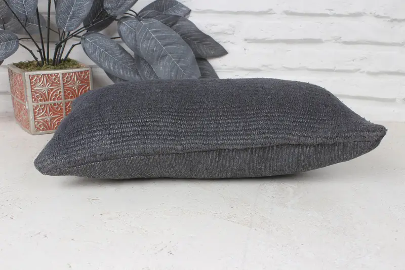 Outdoor Bolster Pillow, Aztec Pillow Case, Cushion, Pillow for Sofa, Kilim Pillow Cover, 8x16 Gray Cushion, Vintage Kilim Throw Pillow - 5