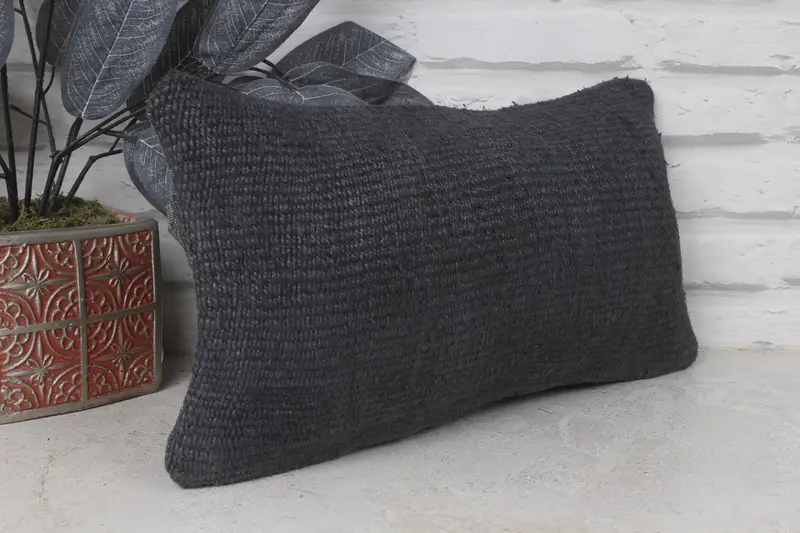 Outdoor Bolster Pillow, Aztec Pillow Case, Cushion, Pillow for Sofa, Kilim Pillow Cover, 8x16 Gray Cushion, Vintage Kilim Throw Pillow - 3