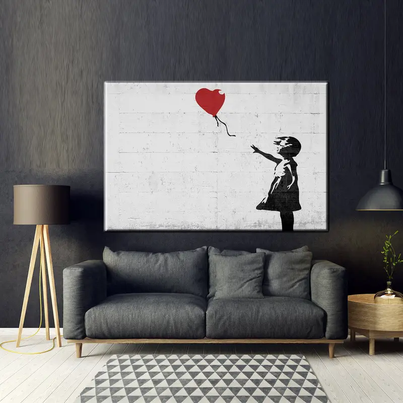 Banksy Street Art, Girl with Heart Print, BANKSY Style, Banksy Girl with Balloon Canvas Art, There Is Always Hope Canvas, Wall Art Print, - 4