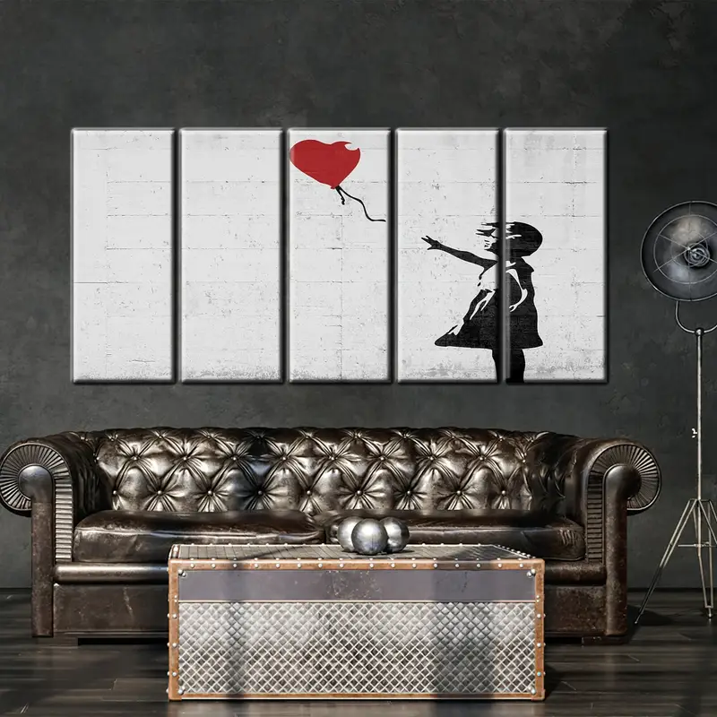 Banksy Street Art, Girl with Heart Print, BANKSY Style, Banksy Girl with Balloon Canvas Art, There Is Always Hope Canvas, Wall Art Print, - 2