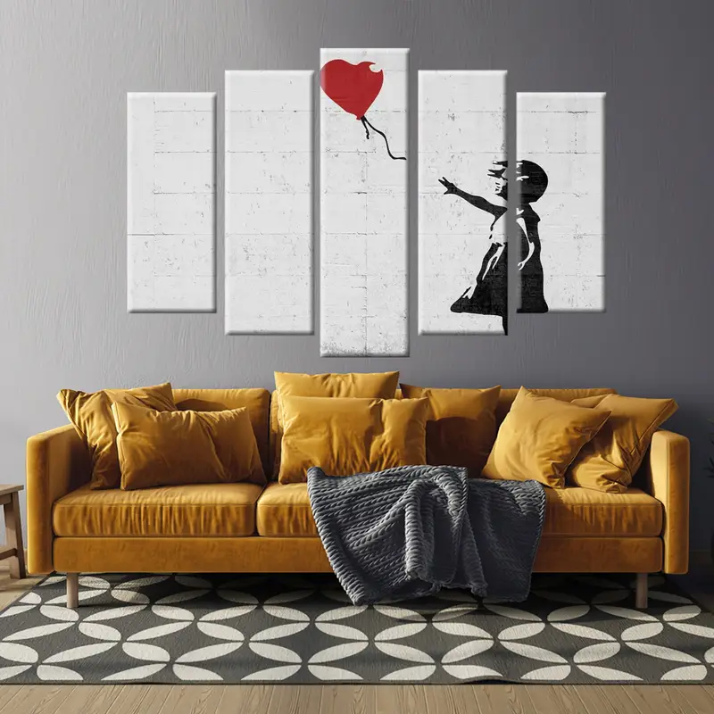 Banksy Street Art, Girl with Heart Print, BANKSY Style, Banksy Girl with Balloon Canvas Art, There Is Always Hope Canvas, Wall Art Print, - 3