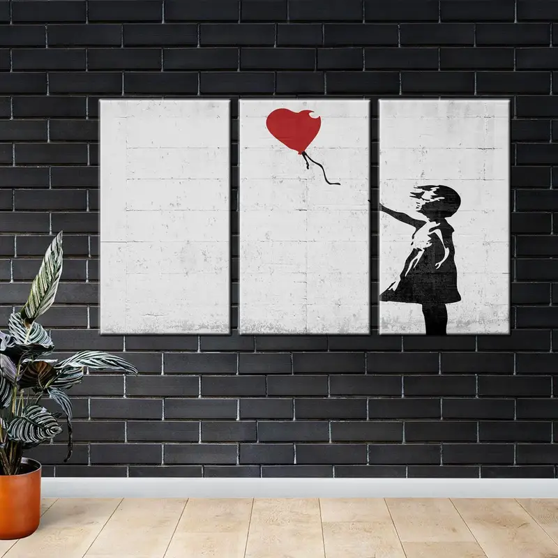 Banksy Street Art, Girl with Heart Print, BANKSY Style, Banksy Girl with Balloon Canvas Art, There Is Always Hope Canvas, Wall Art Print, - 1