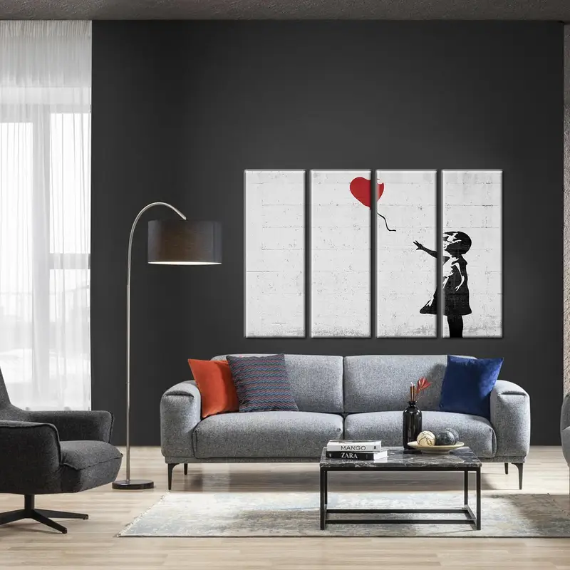 Banksy Street Art, Girl with Heart Print, BANKSY Style, Banksy Girl with Balloon Canvas Art, There Is Always Hope Canvas, Wall Art Print, - 5