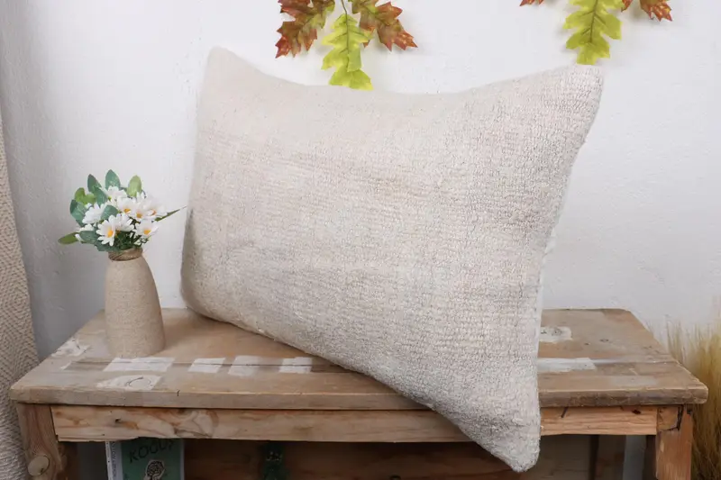 Ethnic Cushion Case, Vintage Pillow, 16x24 White Cushion, Bohemian Cushion Cushion Cover, Kilim Cushion Sham, Pillow Case, Pillow for Couch - 4