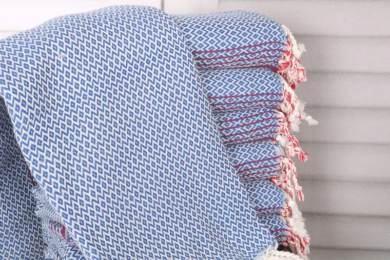 Personalized Beach Towel Sax Blue 40x71 Inches Organic Turkish Cotton