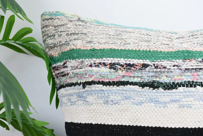 Neutral Pillow Case, Boho Pillow, Turkish Pillow, Cushion Case, 20x20 Blue Pillow Case, Crochet Pattern Pillow, Vintage Pillow - 2