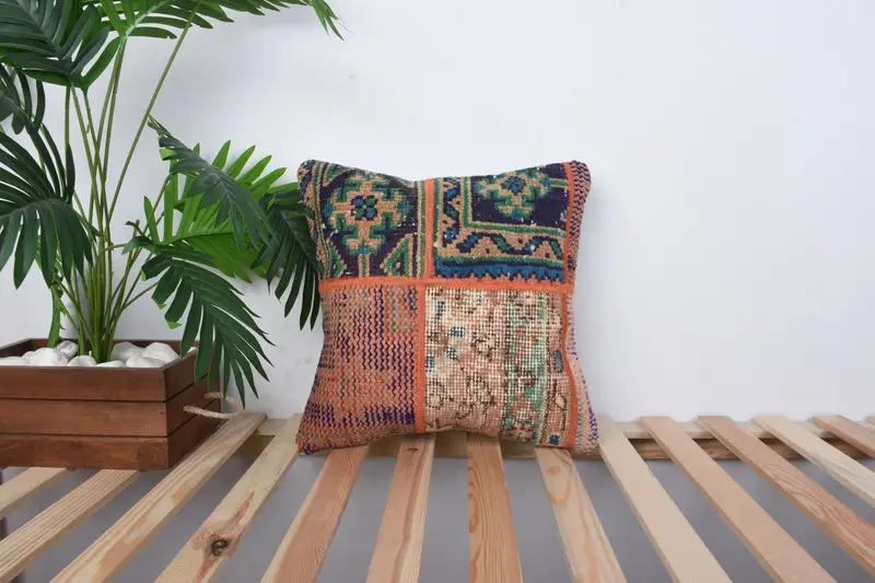 Interior Designer Pillow, Vintage Kilim Pillow Cushion Case, Nautical Throw Pillow Cover, 16x16 Blue Pillow Cover, Pillow, Kilim Pillow, Boho Pillow - 1