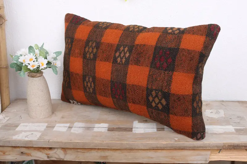Gift Pillow, Pillow for Sofa, Boho Chic Pillow Cover, 12x20 Red Pillow Sham, Cushion, Ethnic Cushion Case, Boho Pillow, One Of A Kind Pillow Sham - 4