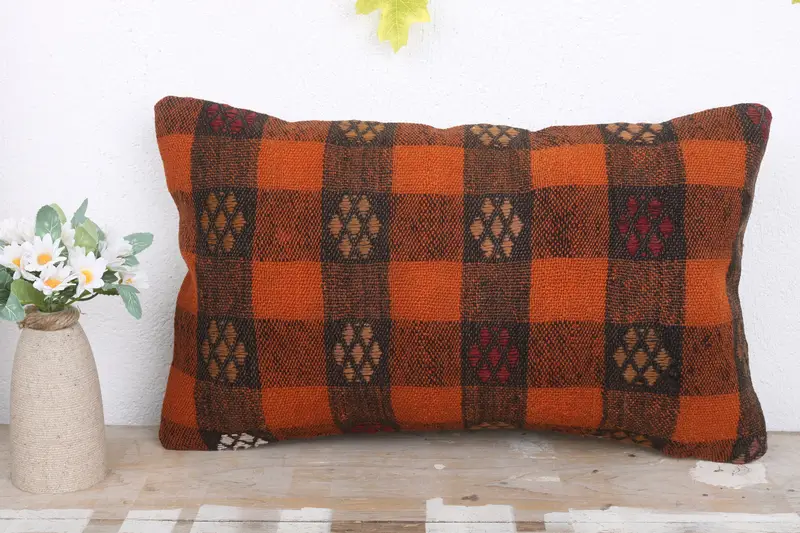 Gift Pillow, Pillow for Sofa, Boho Chic Pillow Cover, 12x20 Red Pillow Sham, Cushion, Ethnic Cushion Case, Boho Pillow, One Of A Kind Pillow Sham - 2