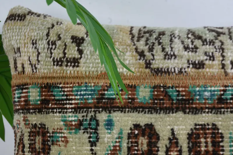 Kilim Rug Pillow, Pillow for Sofa, Pillow, Authentic Cushion Case, 14x14 Beige Pillow, Boho Pillow Sham Cover, Throw Kilim Pillow - 2