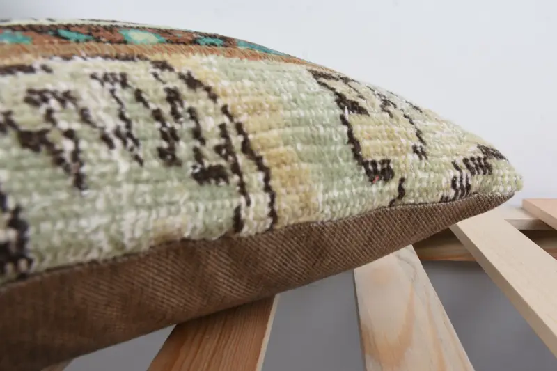 Kilim Rug Pillow, Pillow for Sofa, Pillow, Authentic Cushion Case, 14x14 Beige Pillow, Boho Pillow Sham Cover, Throw Kilim Pillow - 7