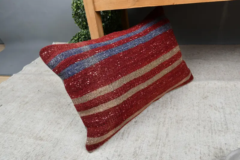 Pillow Case, 16x24 Red Pillow Case, Square Throw Pillow Case, Lounge Throw Pillow Sham, Gift Pillow, Boho Pillow, Kilim Pillow, Bed Cushion - 7