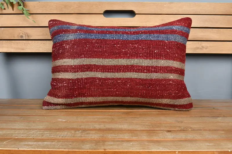 Pillow Case, 16x24 Red Pillow Case, Square Throw Pillow Case, Lounge Throw Pillow Sham, Gift Pillow, Boho Pillow, Kilim Pillow, Bed Cushion - 6