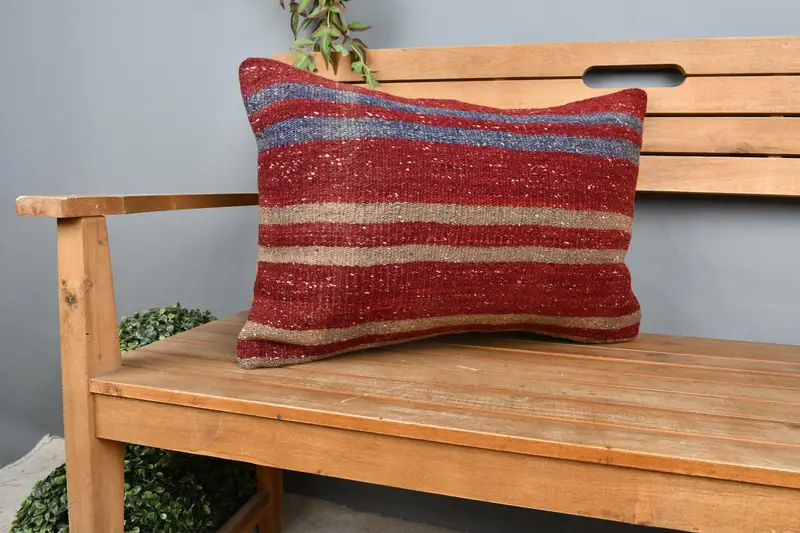Pillow Case, 16x24 Red Pillow Case, Square Throw Pillow Case, Lounge Throw Pillow Sham, Gift Pillow, Boho Pillow, Kilim Pillow, Bed Cushion - 1
