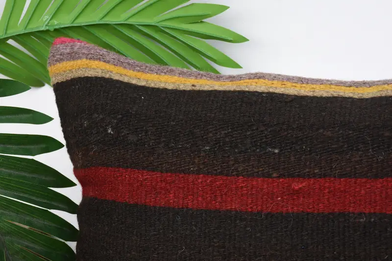 12x24 Brown Cushion, Vintage Pillow, Vintage Kilim Throw Pillow, Kilim Rug Pillow Case, Cushion Case, Throw Kilim Pillow, Couch Pillow - 2