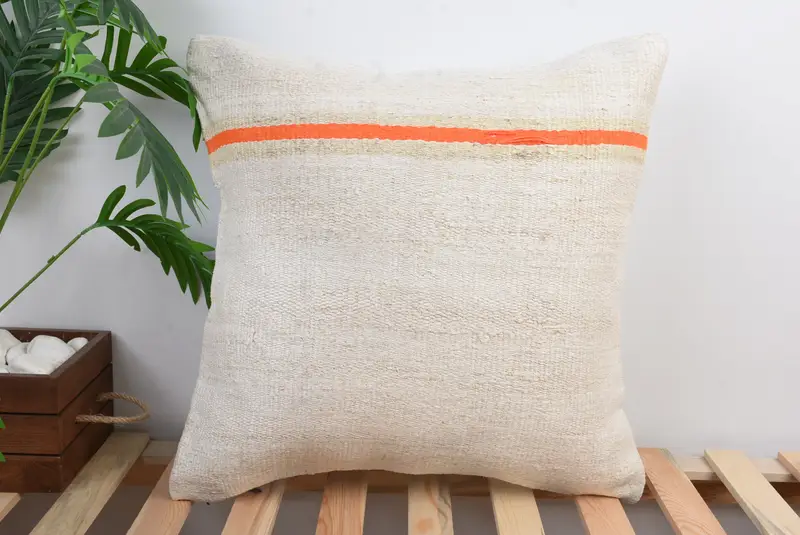 20x20 White Pillow Sham, Pillow Case, Outdoor Cushion, Pastel Pillow Sham, Turkish Kilim Pillow, Vintage Kilim Throw Pillow, Pillow for Couch - 1