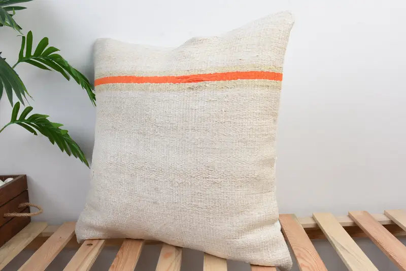 20x20 White Pillow Sham, Pillow Case, Outdoor Cushion, Pastel Pillow Sham, Turkish Kilim Pillow, Vintage Kilim Throw Pillow, Pillow for Couch - 4