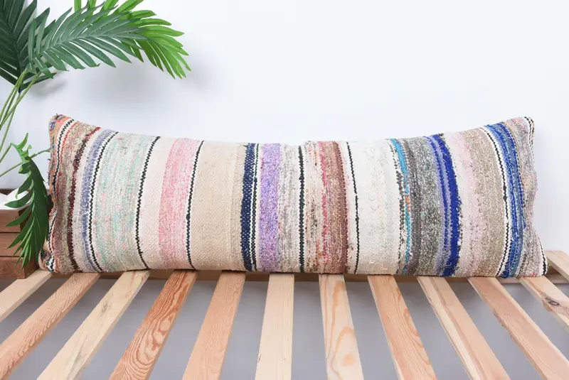 12x36 Beige Pillow Sham, Throw Kilim Pillow, Pillow Cover, Kilim Cushion Sham, Patio Pillow Cover, Garden Pillow, Interior Designer Pillow - 1