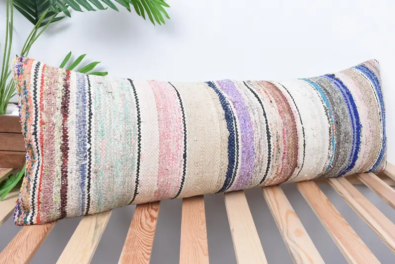 12x36 Beige Pillow Sham, Throw Kilim Pillow, Pillow Cover, Kilim Cushion Sham, Patio Pillow Cover, Garden Pillow, Interior Designer Pillow - 4