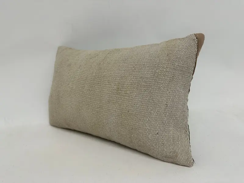 Gedämpftes Kissengehäuse, türkisches Kissen, 12 x 20 weißes Kissen, rustikales Kissen, Vintage -Kilim -Wurfkissen, türkisches Kilim -Kissen, Kissengehäuse - 4