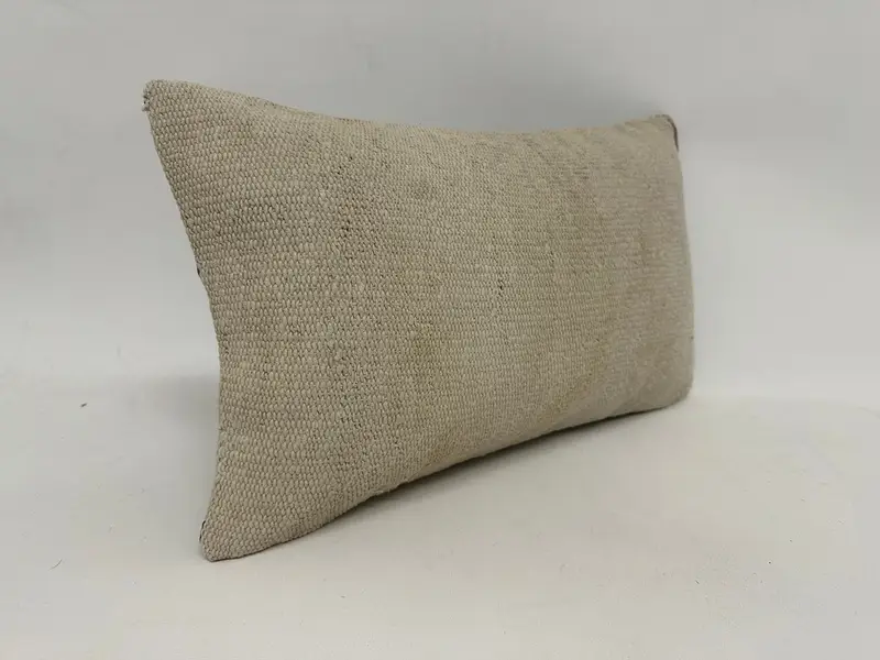 Gedämpftes Kissengehäuse, türkisches Kissen, 12 x 20 weißes Kissen, rustikales Kissen, Vintage -Kilim -Wurfkissen, türkisches Kilim -Kissen, Kissengehäuse - 3
