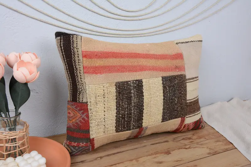 Pet Pillow Case, Kilim Cushion Sham, 16x24 Brown Pillow Cover, Pillow for Couch, Designer Throw Pillow Cover, Pillow, Pillow for Sofa - 1