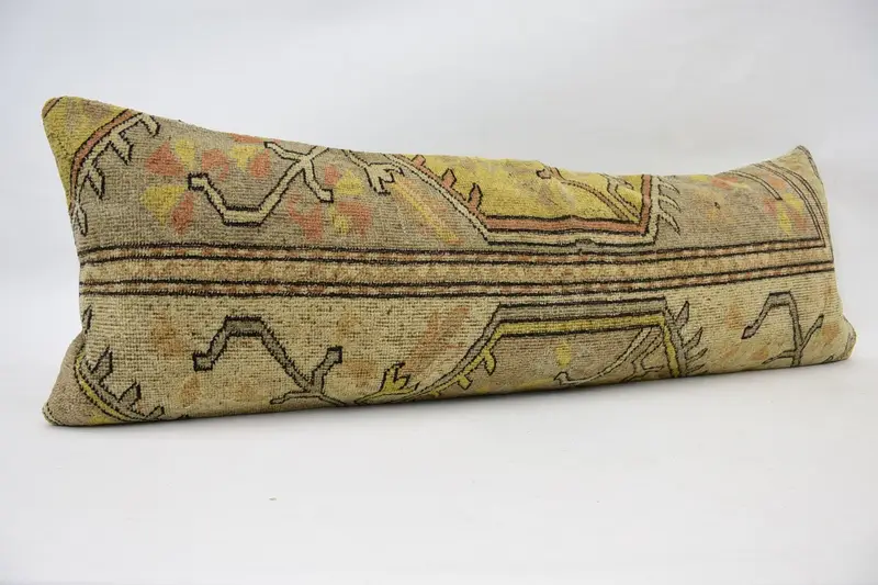 16x48 Beige Pillow Cover, Art Deco Cushion, Ethnical Kilim Rug Pillow, Pillow Cover, Turkish Pillow, Interior Designer Pillow - 3