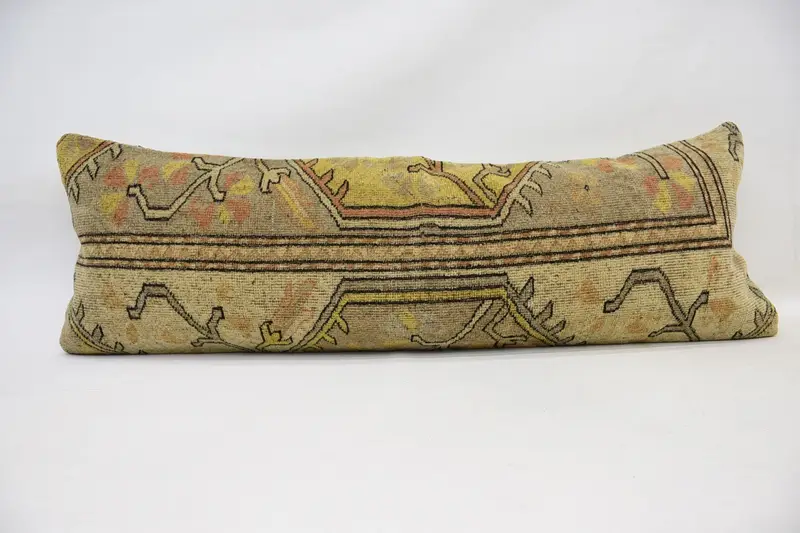16x48 Beige Pillow Cover, Art Deco Cushion, Ethnical Kilim Rug Pillow, Pillow Cover, Turkish Pillow, Interior Designer Pillow - 4