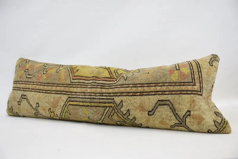 16x48 Beige Pillow Cover, Art Deco Cushion, Ethnical Kilim Rug Pillow, Pillow Cover, Turkish Pillow, Interior Designer Pillow - 5