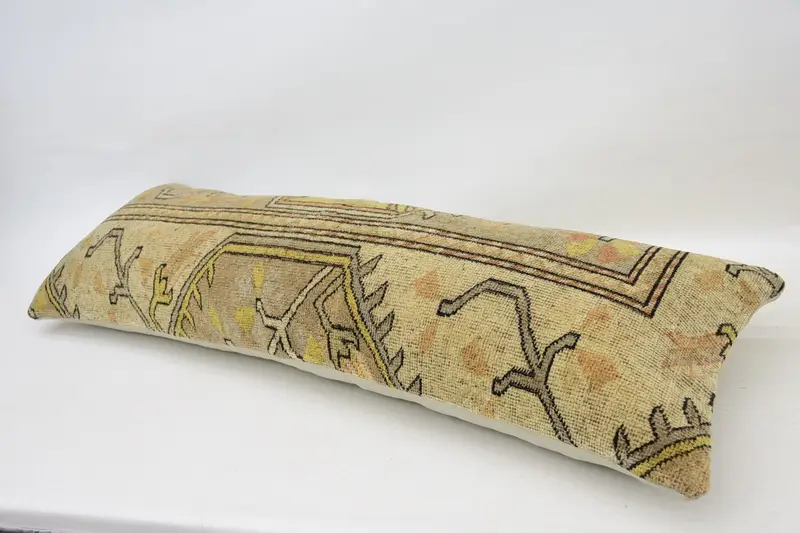 16x48 Beige Pillow Cover, Art Deco Cushion, Ethnical Kilim Rug Pillow, Pillow Cover, Turkish Pillow, Interior Designer Pillow - 6