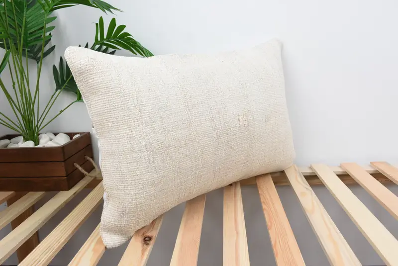 Indoor Pillow, Outdoor Bolster Cushion, Handmade Kilim Cushion, Vintage Pillow, Couch Cushion, 16x24 White Pillow, Kilim Pillow Cover, Pillow - 4