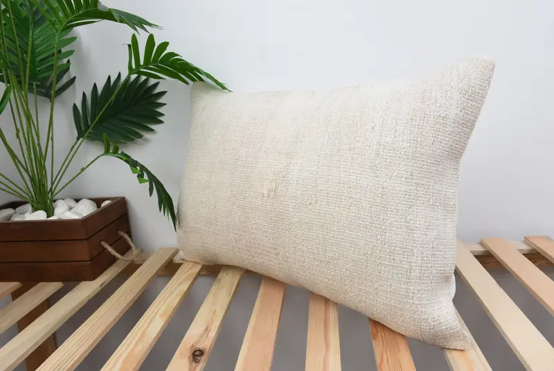 Indoor Pillow, Outdoor Bolster Cushion, Handmade Kilim Cushion, Vintage Pillow, Couch Cushion, 16x24 White Pillow, Kilim Pillow Cover, Pillow - 5