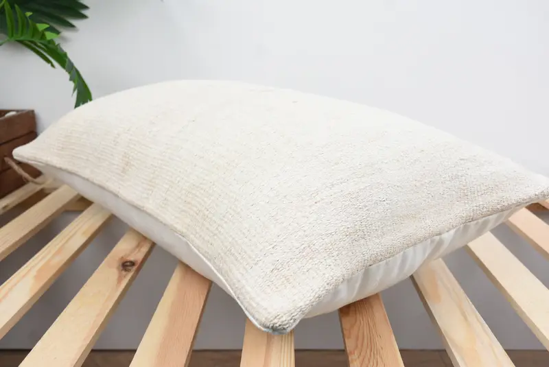 Indoor Pillow, Outdoor Bolster Cushion, Handmade Kilim Cushion, Vintage Pillow, Couch Cushion, 16x24 White Pillow, Kilim Pillow Cover, Pillow - 6