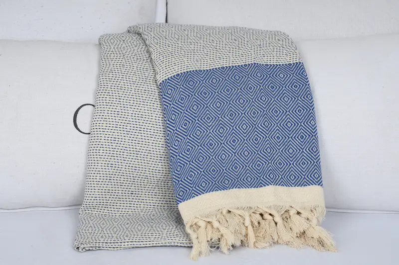 Turkish Blanket, Bachelorette Gifts, Custom Wedding Gifts, Turkish Blanket Queen, Throw Blankets, 104x80 Cotton Diamond Towel, Turkish Towel Blanket - 7