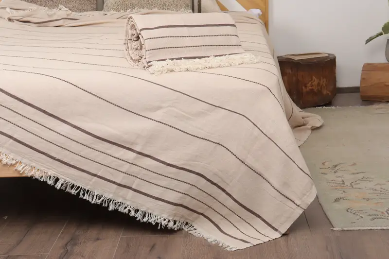 100x80 Cotton Striped Towel, Monogram Blanket, Custom Blanket, Gift For Boyfriend, Housewarming Gift, Turkish Bedcover, Turkish Towel Beach Blanket - 1