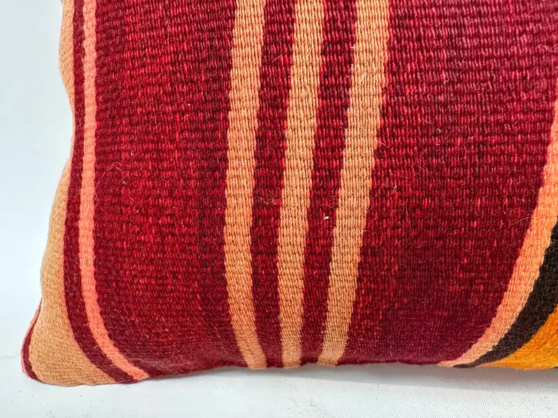 Handmade Kilim Cushion, Pillow for Sofa, Handwoven Cushion, Pillow Case, 12x24 Red Pillow Cover, Vintage Kilim Pillow, Chair Cushion, Bench Cushion - 2