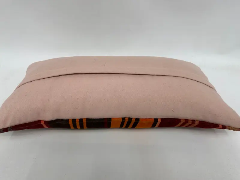 Handmade Kilim Cushion, Pillow for Sofa, Handwoven Cushion, Pillow Case, 12x24 Red Pillow Cover, Vintage Kilim Pillow, Chair Cushion, Bench Cushion - 7
