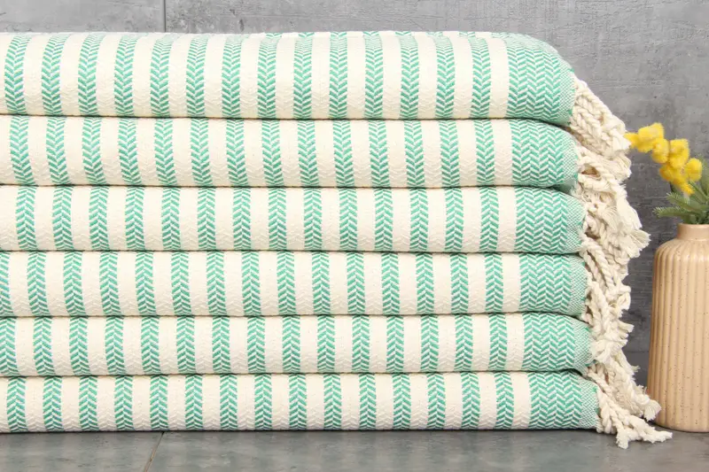Coffee Tea Towel Dark Green Chevron 18x40 Inches Bath Towel