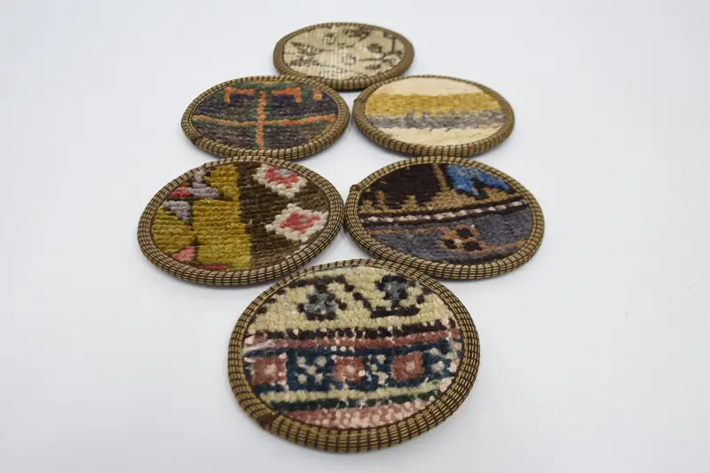 Bohemian Yuvarlak Bardak Altlığı Takımı, Kahverengi ve Bej Bardak Altlıkları